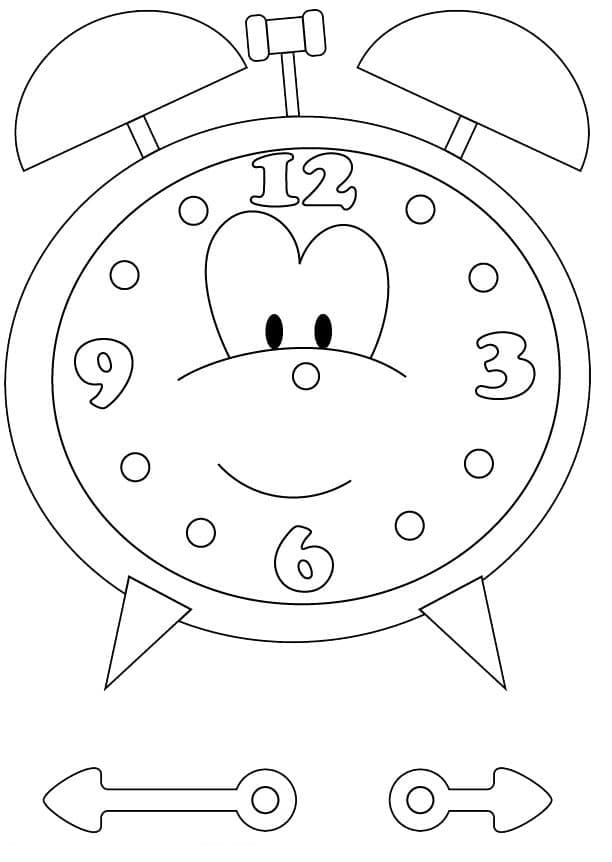 Desenho de um Relógio de Desenho Animado para Colorir