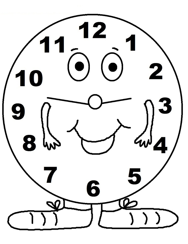 Desenho Pdf de Relógio de Desenho Animado para Colorir