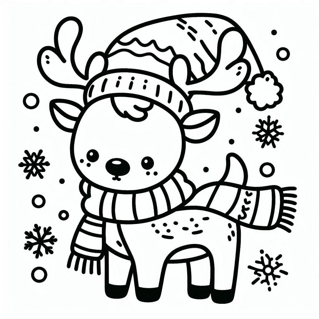 Desenho de Pequena Rena de Natal para Colorir