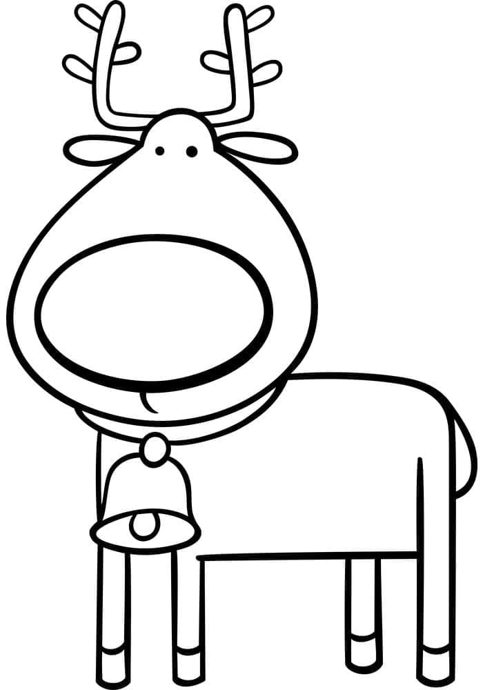 Desenho de Rena de Natal Engracada para Colorir
