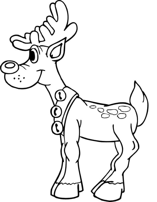 Desenho de Rena de Natal Feliz para Colorir