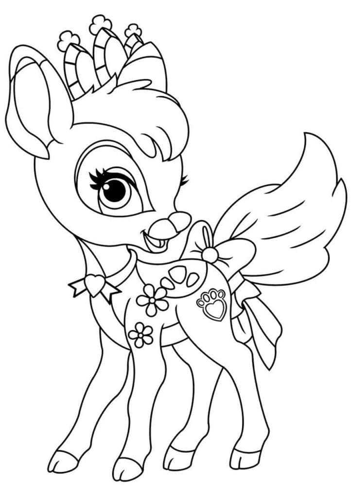 Desenho de Rena de Natal Fofa para Colorir