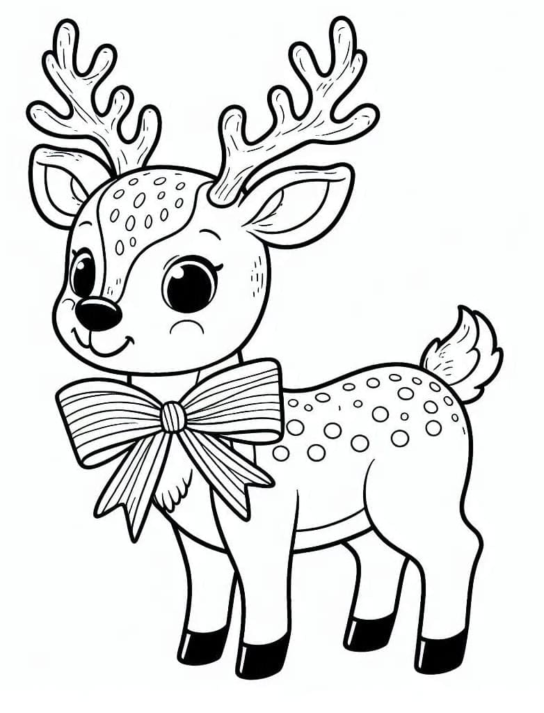 Desenho de Rena de Natal Imprimivel para Colorir