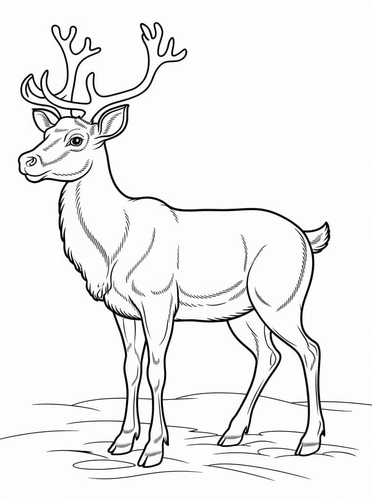 Desenho de Rena de Natal Normal para Colorir