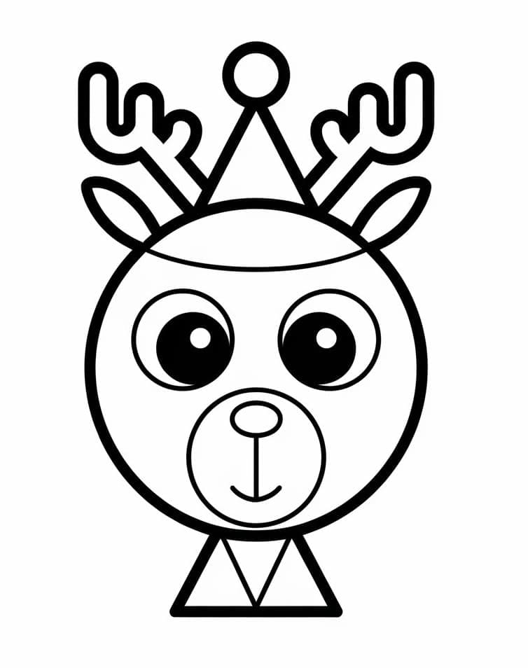 Desenho de Rena de Natal Simples para Colorir