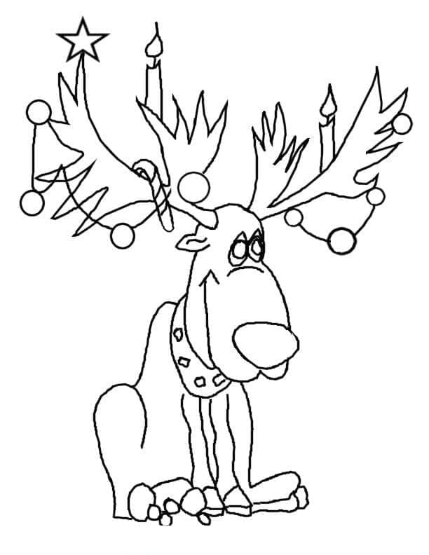 Desenho de Rena de Natal para Colorir