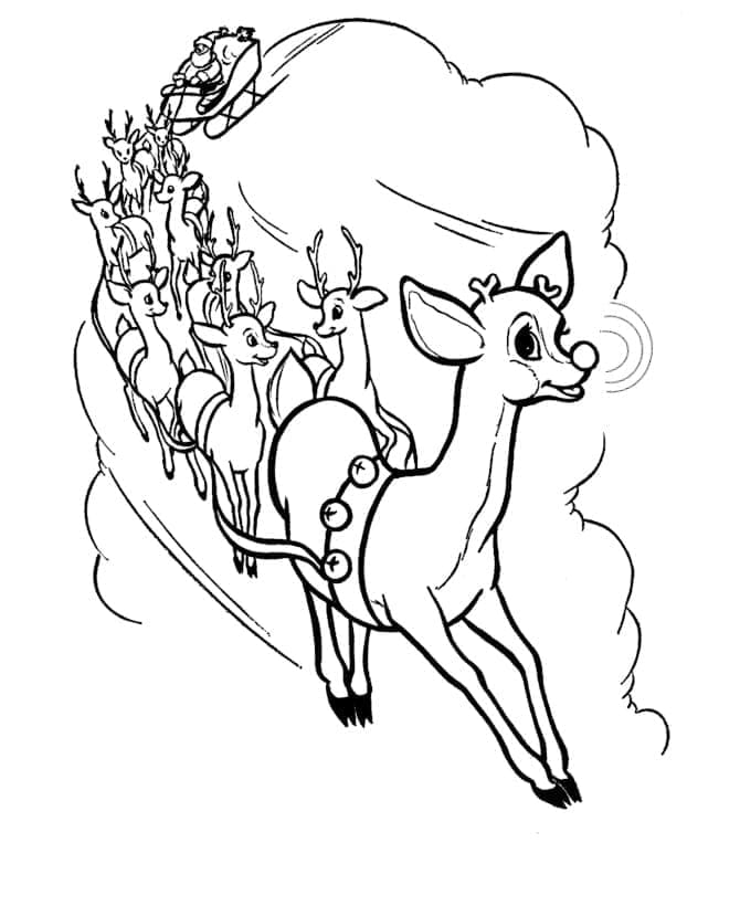 Desenho de Renas de Natal para Colorir