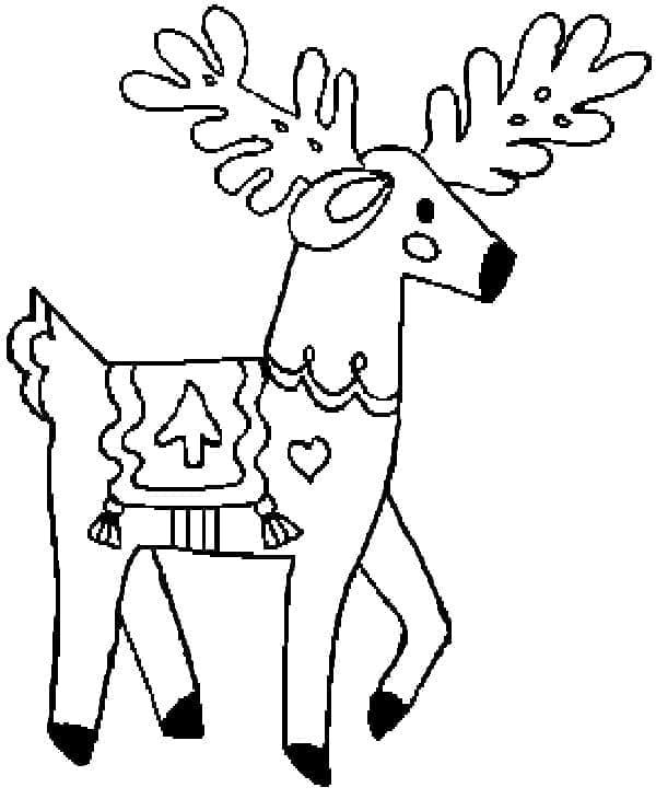 Desenho de uma Linda Rena de Natal para Colorir