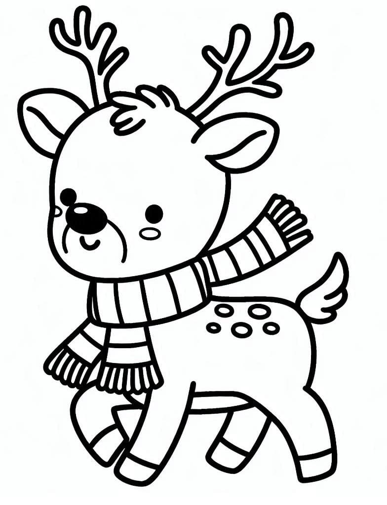 Desenho de uma Pequena Rena de Natal para Colorir
