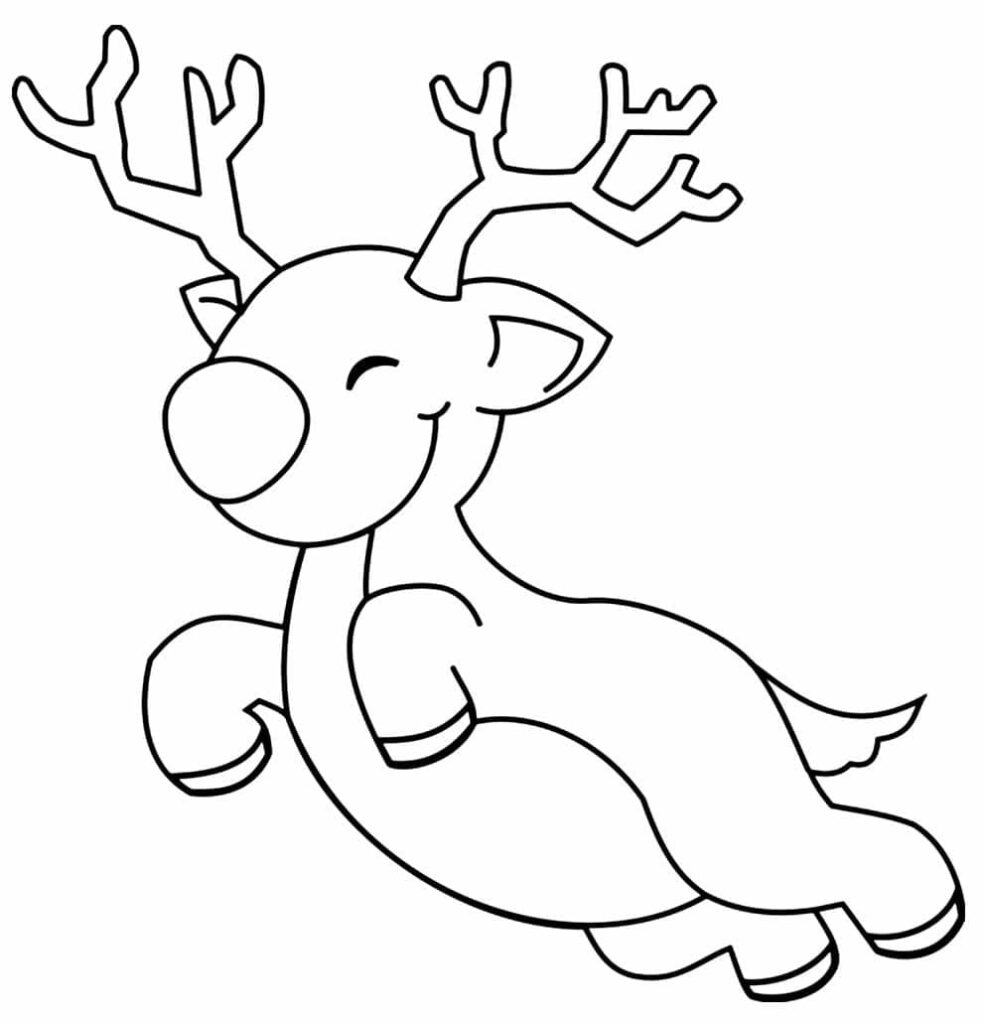 Desenho de uma Rena de Natal Brincalhona para Colorir