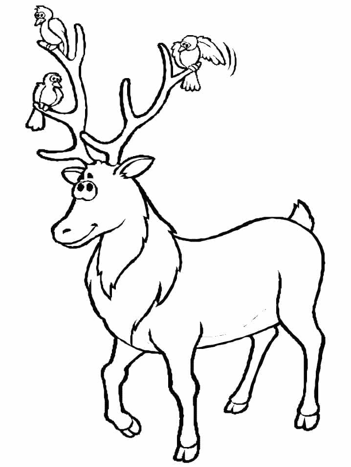 Desenho de uma Rena de Natal Engracada para Colorir