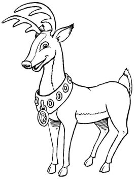 Desenho de Uma Rena de Natal Feliz para Colorir