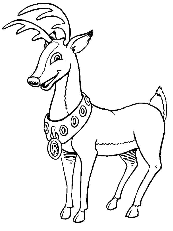 Desenho de uma Rena de Natal Feliz para Colorir