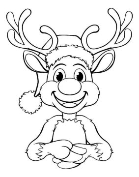 Desenho de Uma Rena de Natal Fofa para Colorir