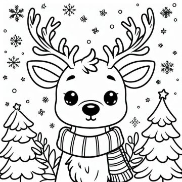 Desenho de Uma Rena de Natal incrível para Colorir