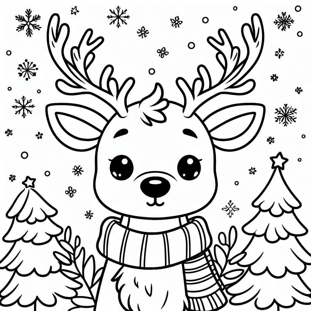 Desenho de uma Rena de Natal Incrível para Colorir
