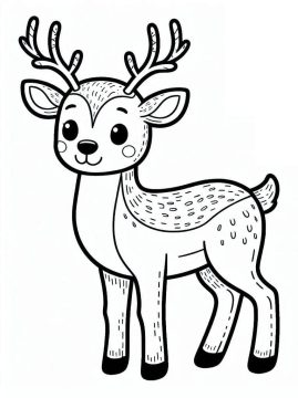 Desenho de Uma Rena de Natal Muito Feliz para Colorir