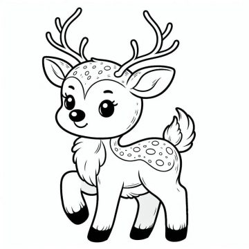 Desenho de Uma Rena de Natal Muito Fofa para Colorir
