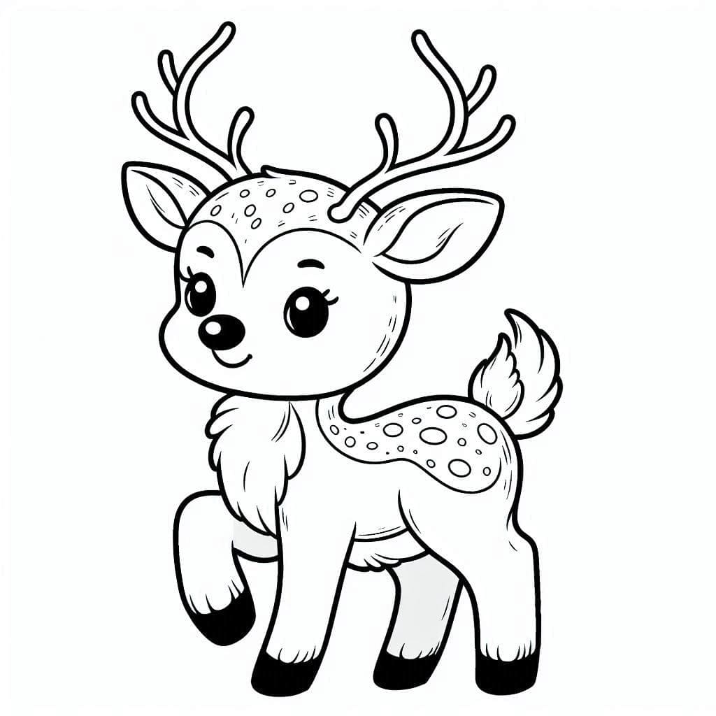 Desenho de uma Rena de Natal Muito Fofa para Colorir