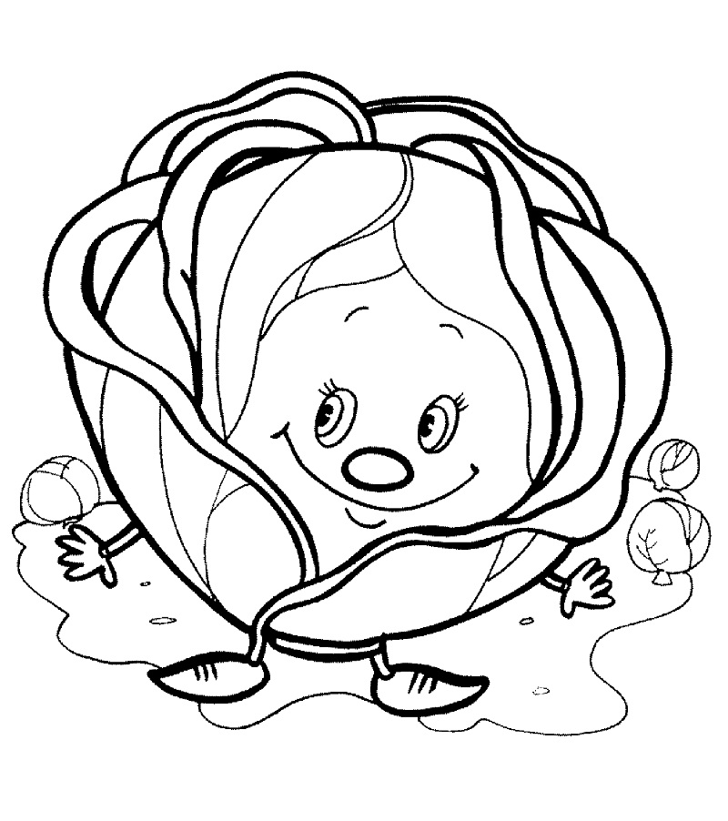 Desenho de Repolho Grátis para Colorir