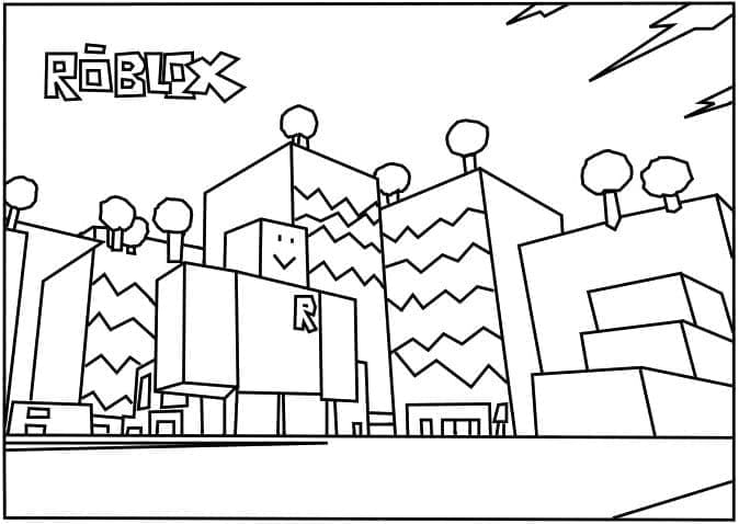 Desenho de Cidade Roblox para Colorir