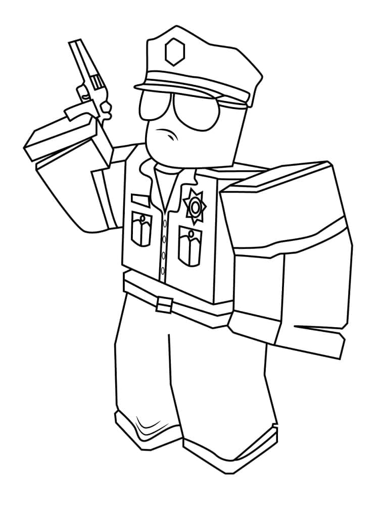 Desenho de Policial de Roblox para Colorir