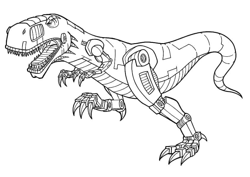 Desenho de Dinossauro Robô para Colorir