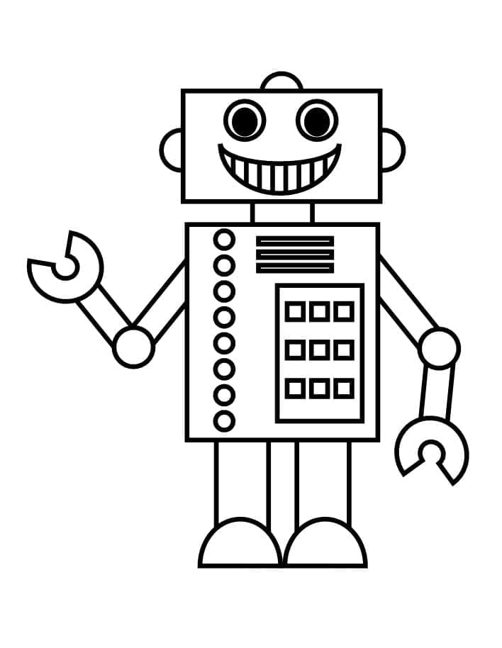 Desenho de Robô Feliz para Colorir