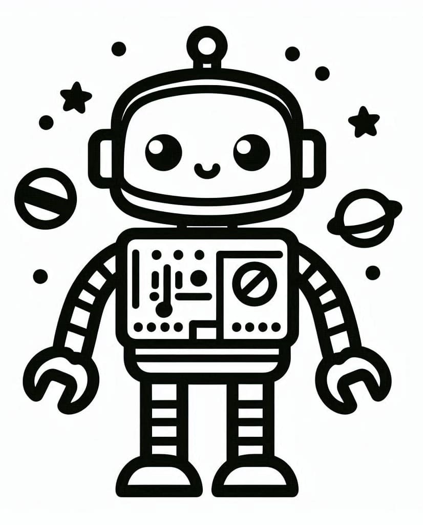 Desenho de Robô Fofo para Colorir