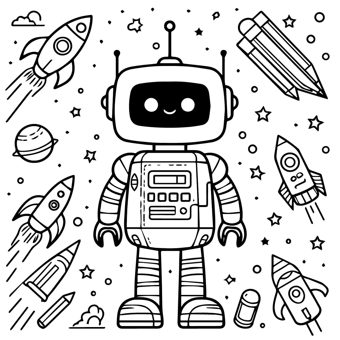Desenho de Robô Mecânico para Colorir