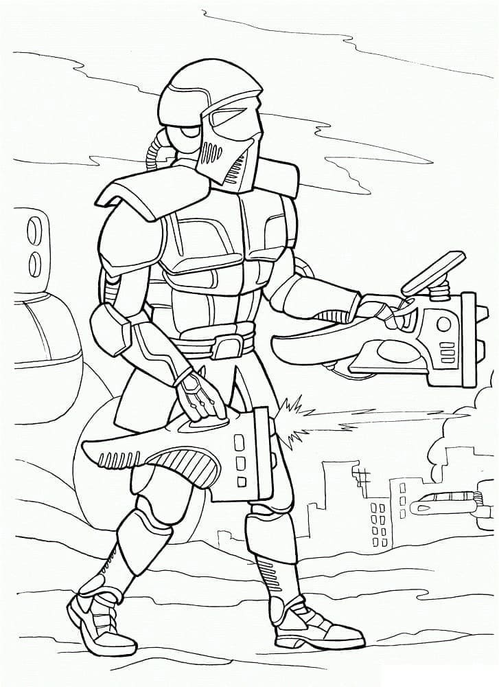 Desenho de Robô Militar para Colorir