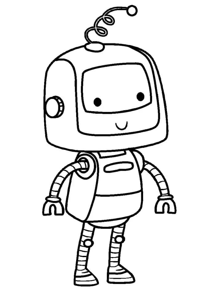 Desenho de um Pequeno Robô para Colorir