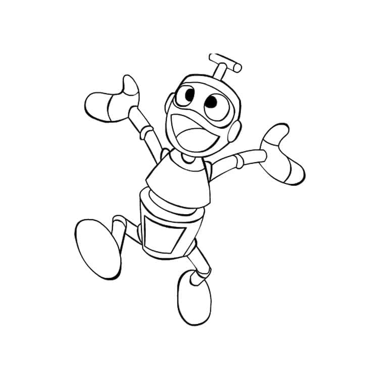 Desenho de um Robô Alegre para Colorir