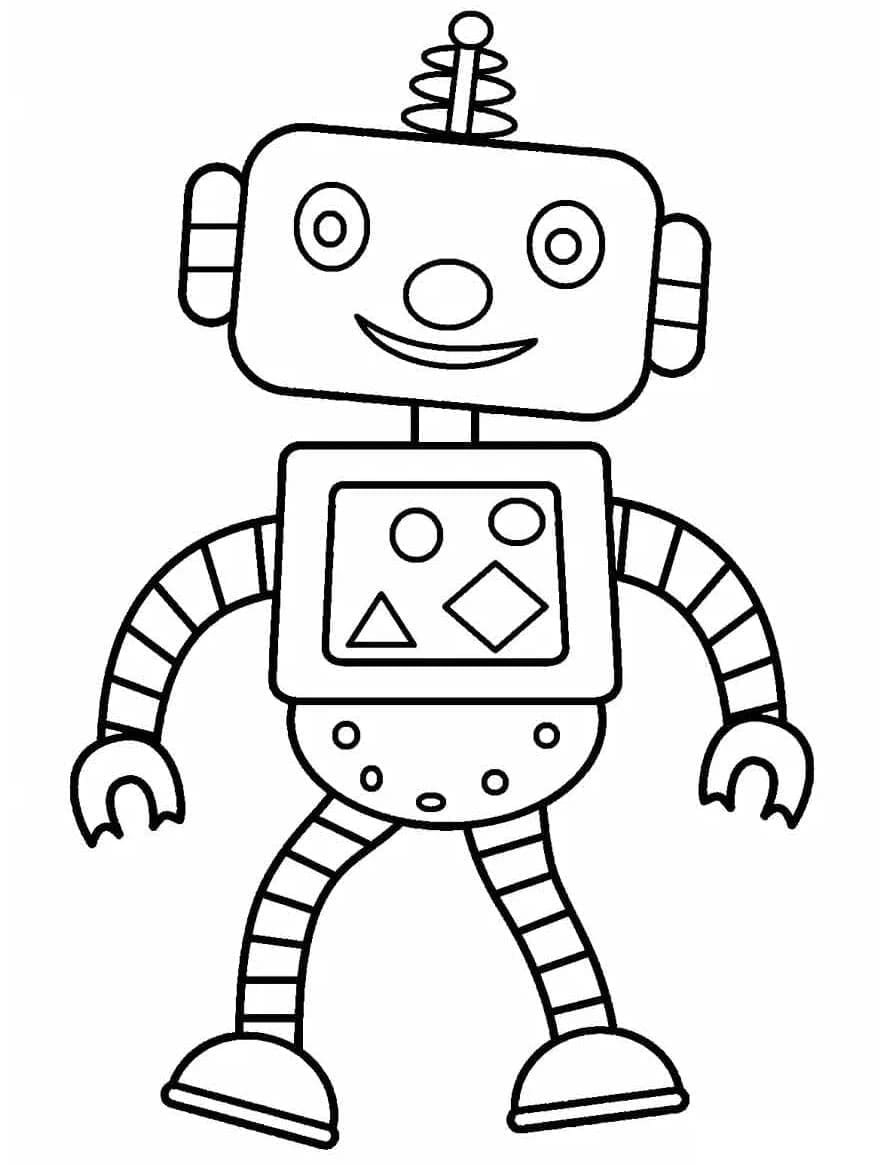 Desenho de um Robô Feliz para Colorir