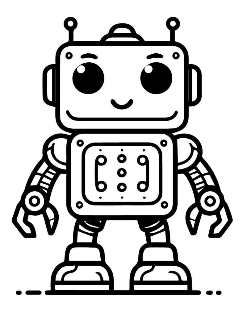 Desenho de um Robô Fofo para Colorir