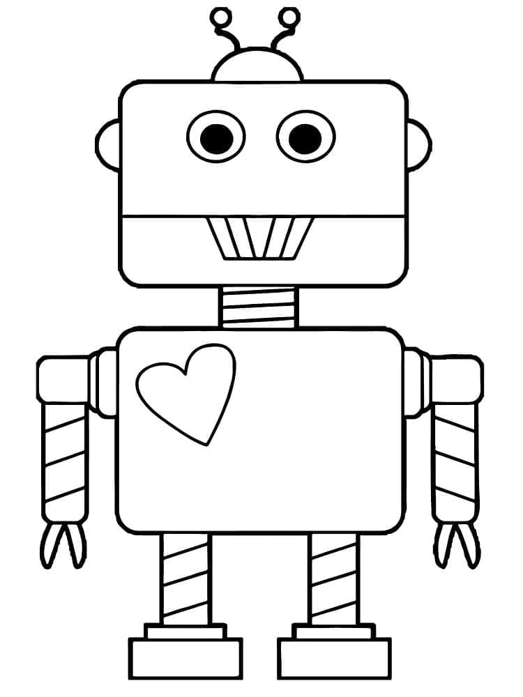 Desenho de um Robô Simples para Colorir