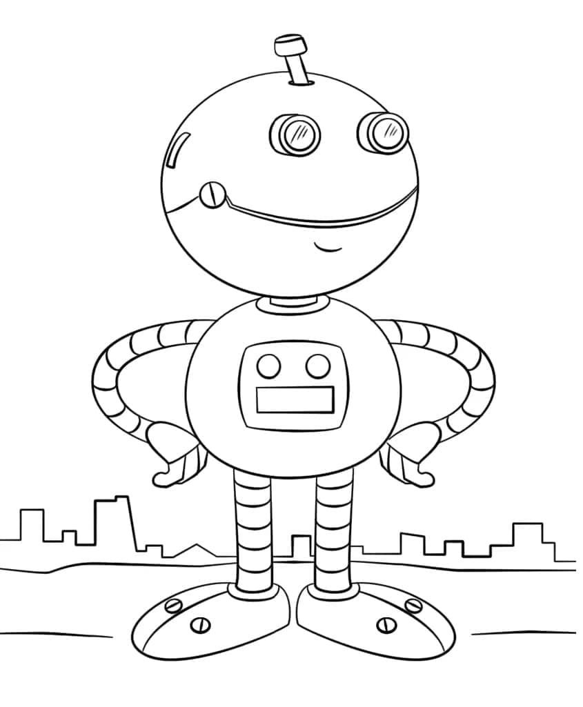 Desenho de um Robô Sorridente para Colorir