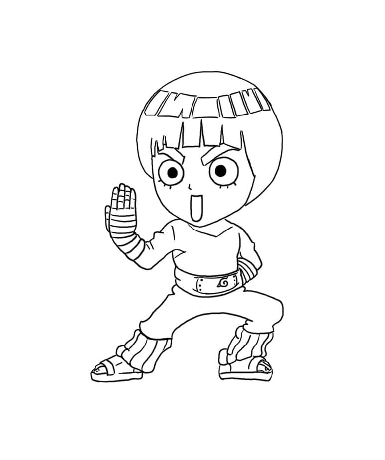 Desenho de Chibi Rock Lee para Colorir