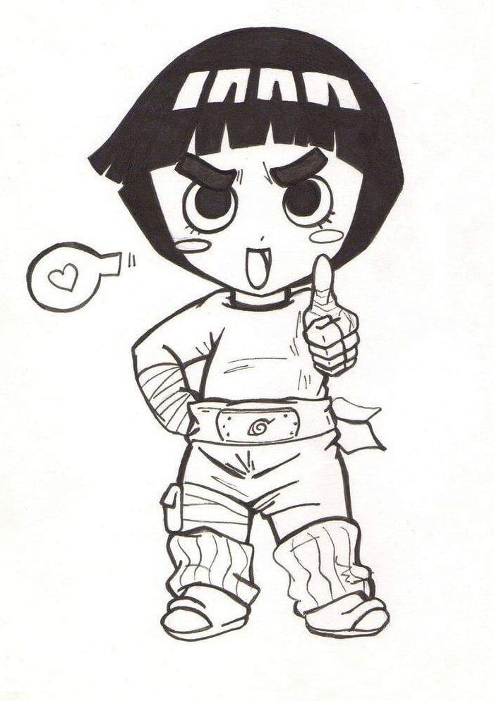 Desenho de Rock Lee Alegre para Colorir