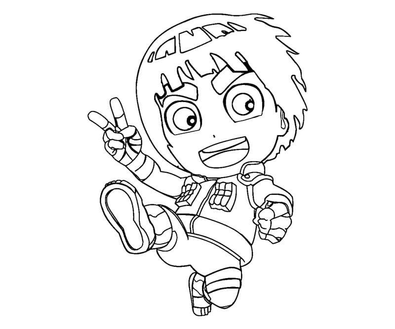Desenho de Rock Lee Chibi para Colorir