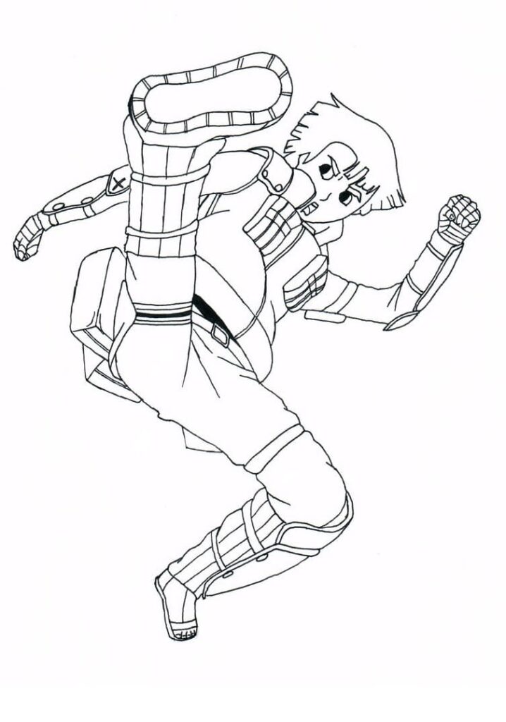 Desenho de Rock Lee Está Chutando para Colorir