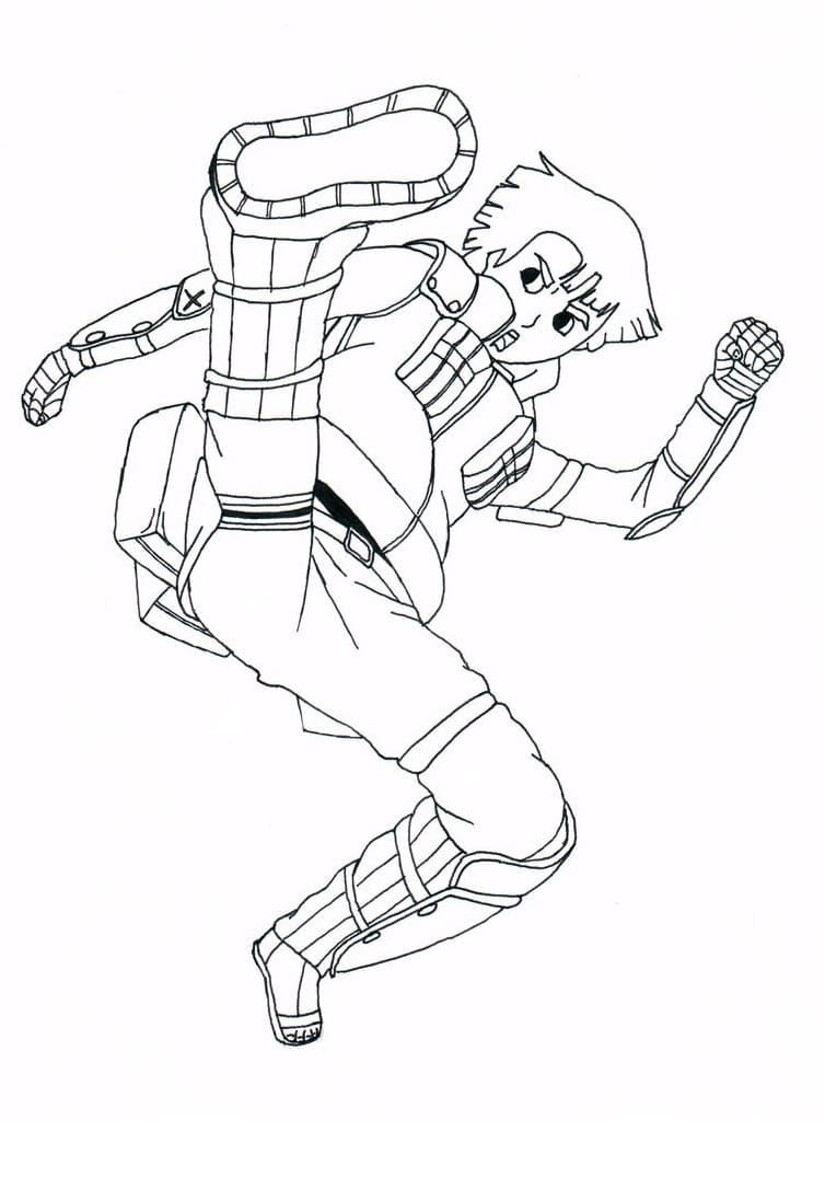 Desenho de Rock Lee Está Chutando para Colorir