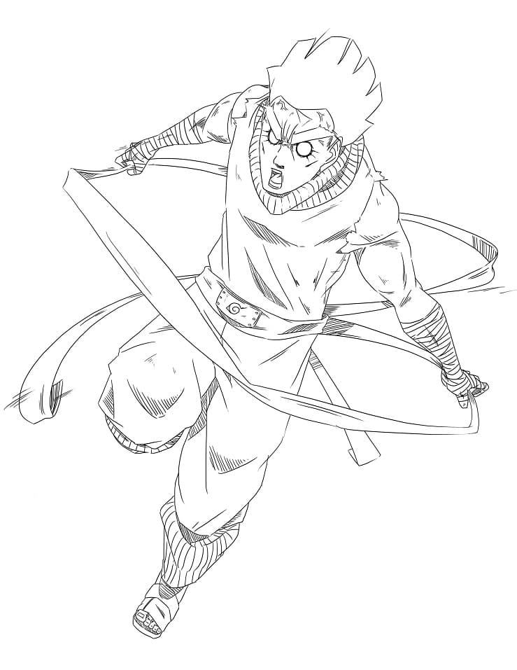 Desenho de Rock Lee Forte para Colorir