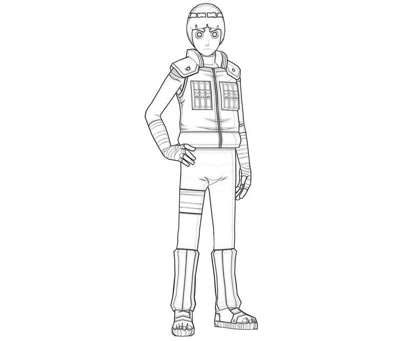 Desenho de Rock Lee Grátis para Crianças para Colorir