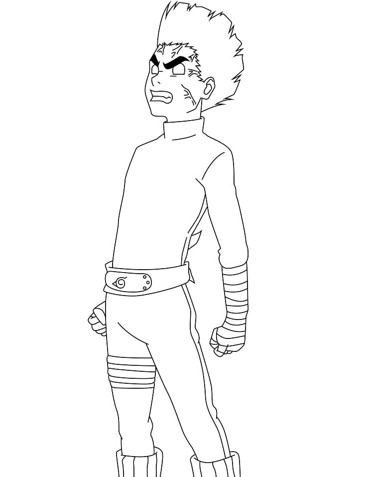 Desenho de Rock Lee Irritado para Colorir