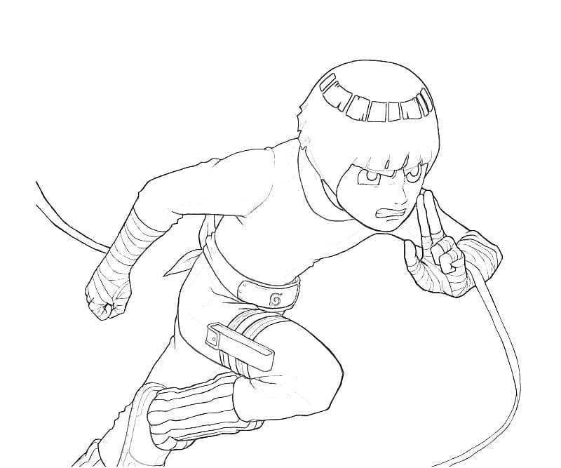 Desenho de Rock Lee Lutando para Colorir