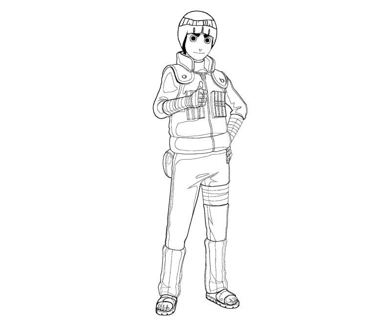 Desenho de Rock Lee Sorridente para Colorir