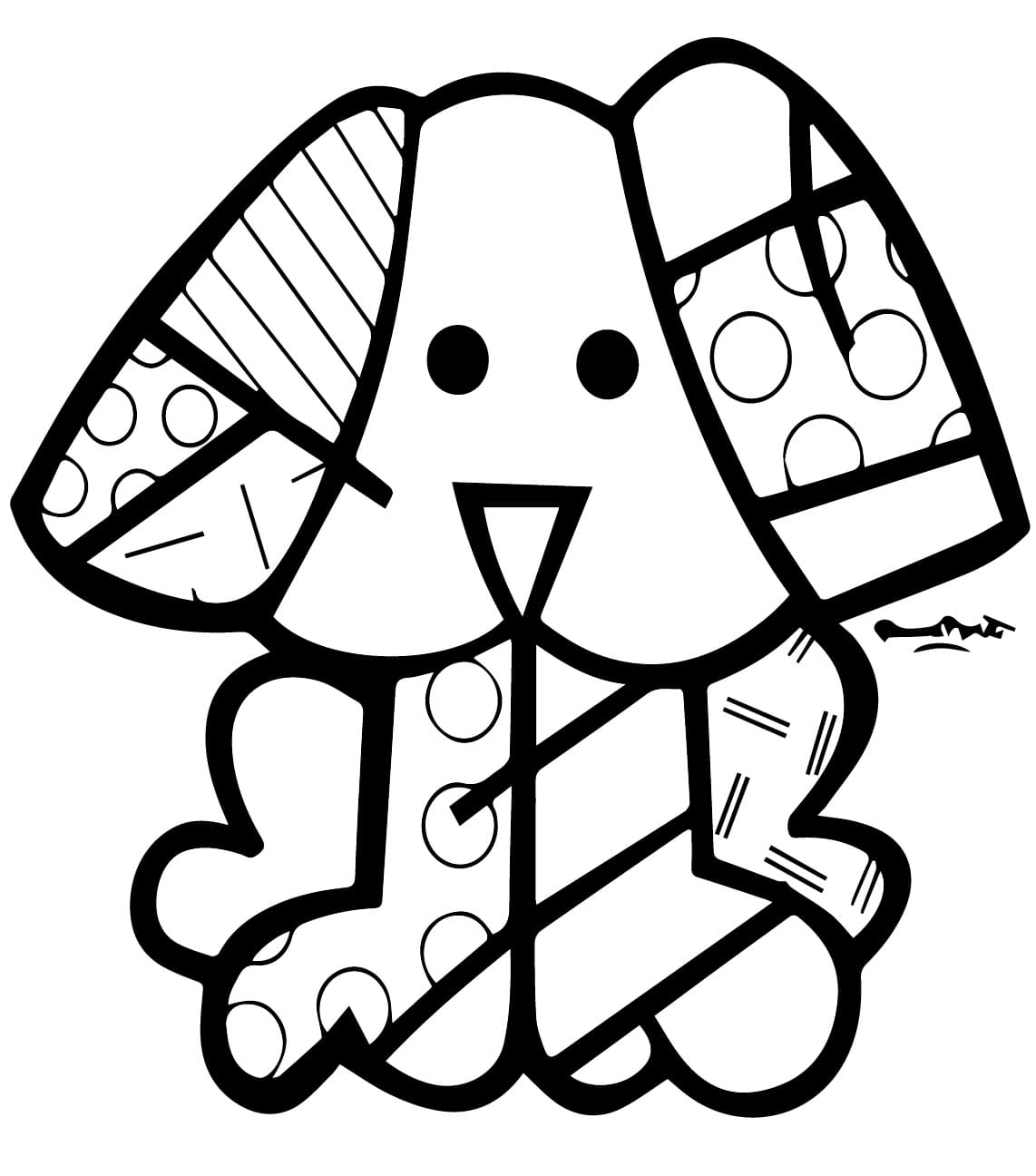Desenhos de Cachorrinho de Romero Britto para Colorir