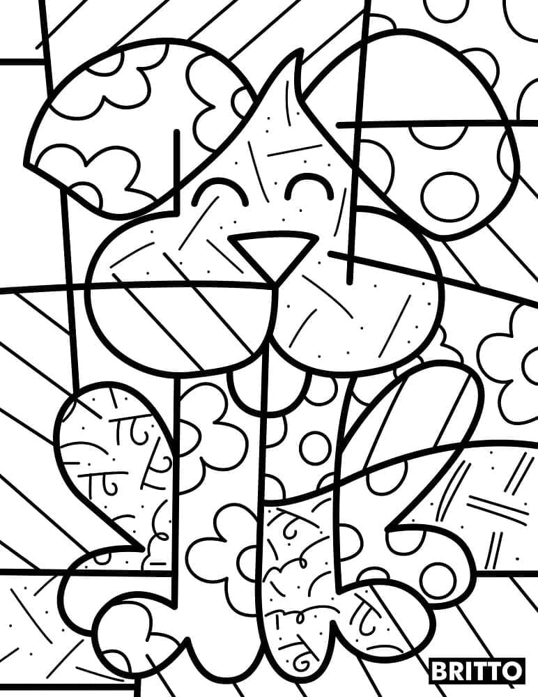 Desenhos de Cachorro de Romero Britto para Colorir