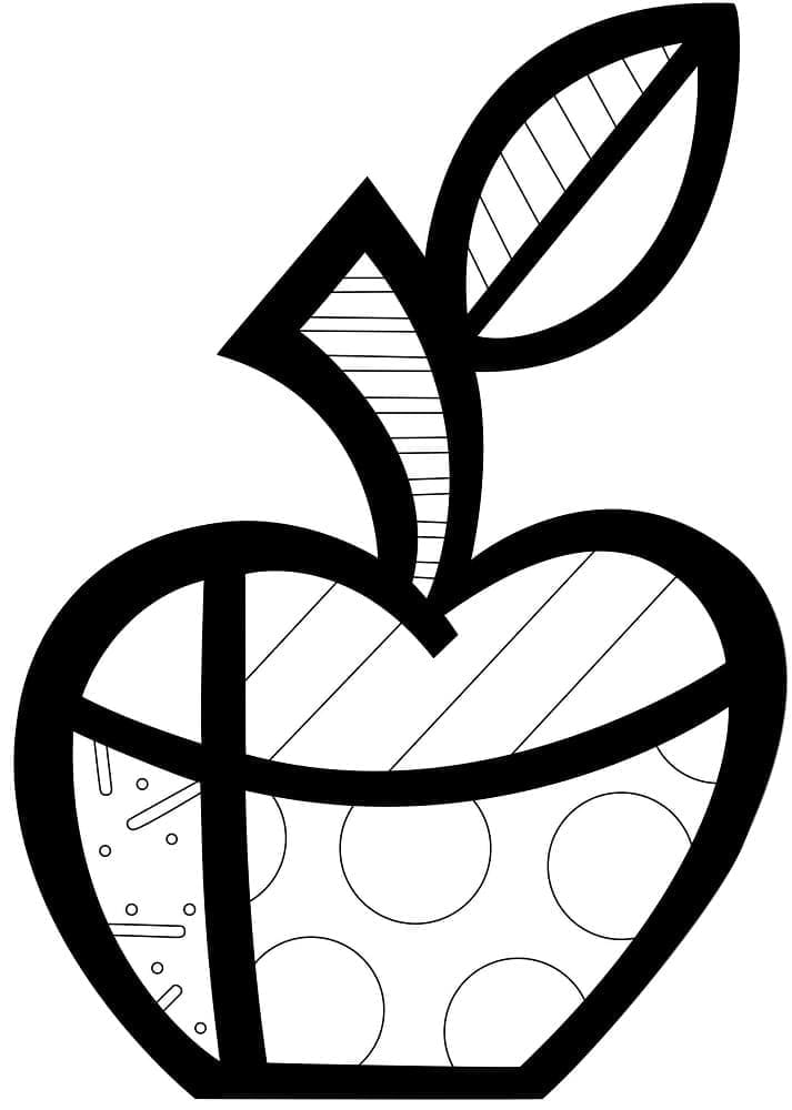 Desenhos de Maçã de Romero Britto para Colorir